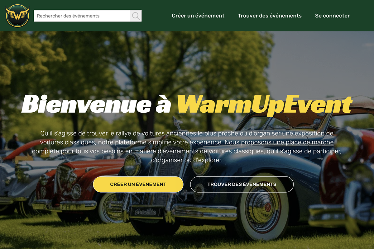 WarmUpEvent, une solution clé en main pour diffuser et organiser vos événements de voitures anciennes