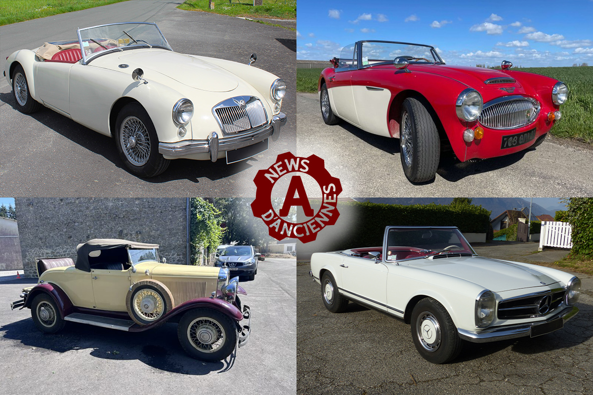 4 petites annonces de voitures anciennes, section cabriolets